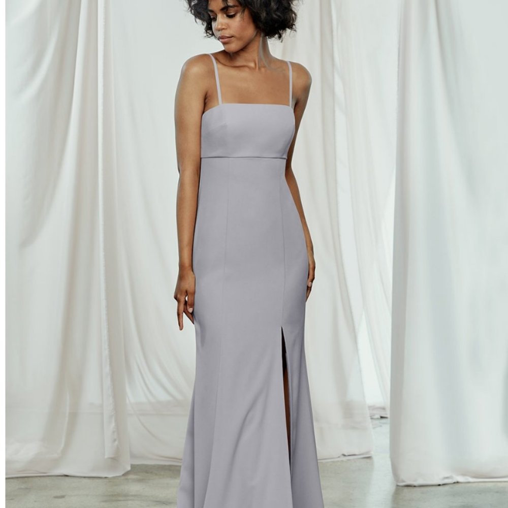 Amsale "Bray" Platinum Crepe Bridesmaid Dress